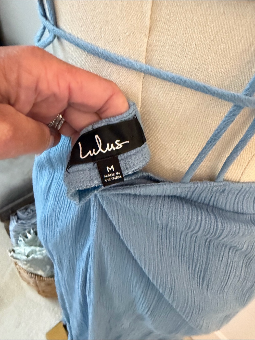 Lulu's Dusty Blue Backless Pleated Maxi Dress with V-Neck - Picture 5 of 5